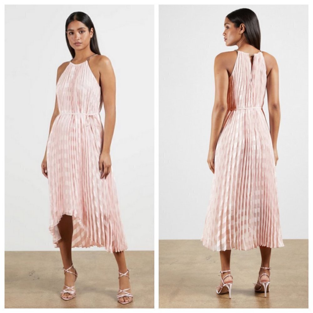 💕TED BAKER LONDON💕 Sasski Pleated Maxi Dress ~ Light Pink US 8-10 NWT